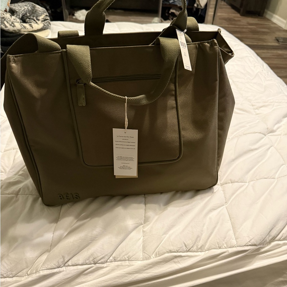 BEIS Green Tote Bag Structured Design